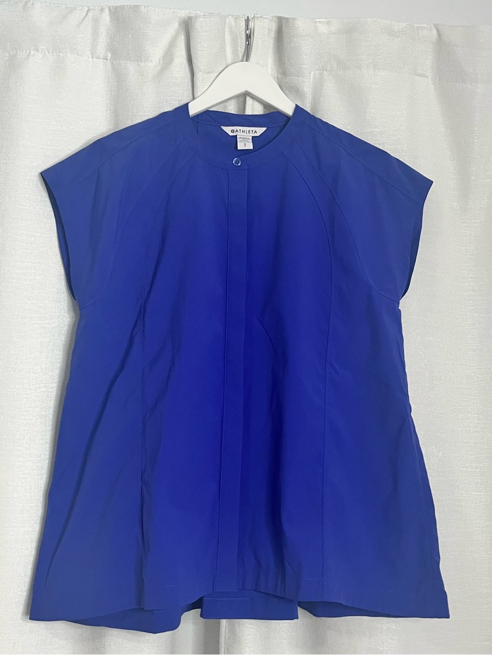 Athleta Advantage Poplin Popover Royal Blue Button-Up Top Small